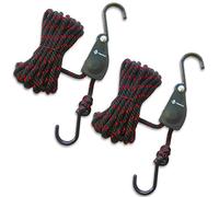 LE KAPMOZ Sichere Kanu und Kajak Schleife und Stern Spanngurte Ladung auf dem Auto Dachträger Verstellbare Zurrseil mit Ratsche Wachstumslicht Spannrolle Aufhänger (1/4 Zoll x 30,5 cm, 2 Stück, 300 LBS/Paar), LEKP088, Black Vinyl Coated