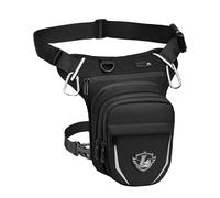 Leathario Motorrad Beintasche Damen und Herren，Leg Bag Wasserdicht，Oberschenkeltasche mit Erweiterbarem Stauraum，Tasche Bein für Radfahren Wandern，Gürteltasche mit 2 Karabinern Reflexstreifen Schwarz