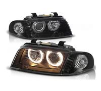 LED Angel Eyes Scheinwerfer Set H7/H7 Schwarz für Audi A4 B5 ab 94-98