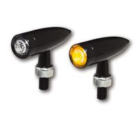 LED Blinker MONO BULLET LONG, klares Glas, Metallgehäuse schwarz, E-geprüft, 1 Set