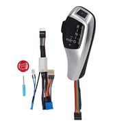 LED Gangschalthebel mit Start Stopp Taste, PU Leder, für 5 Serie E39 7 Serie E38 - LED Schaltpositionsanzeige, Komfortabler Griff, Einfache Nachrüstung für LHD Fahrzeuge (Galvanisiertes Silber)