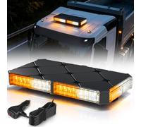 LED Rundumleuchte Gelb Weiß, Dach Warnleuchte mit Magnetfuß, 12V 24V | Halt bis 130 km/h, IP67 Schutz, 16 Blitzmodi, Speicherfunktion, 4,8m Kabel, für LKW & Traktor