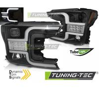 LED Tagfahrlicht Design Scheinwerfer für Ford F150 MK13 17-20 schwarz mit LED Blinker