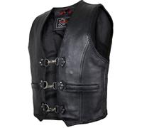 Leder Kutte Bikerweste Schnalle Karabiner Lederweste schwarz Motorrad Weste