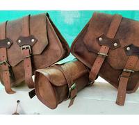 Leder Motorrad Satteltasche 3 braun Seitentaschen Gepäck Satteltaschen Werkze...