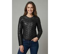 Lederjacke MAURITIUS "MWSuri", Damen, Gr. M, schwarz, Obermaterial: 100% Schafsleder. Futter: 92% Polyester, 8% Elasthan, unifarben, regular fit normal, Rundhals, Jacken, im Materialmix, Mesh-Einsätze