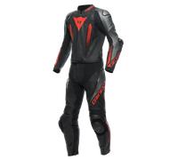 Dainese Laguna Seca 5 2-Teiler Motorrad Lederkombi, schwarz-grau-rot, Größe 48 für Männer
