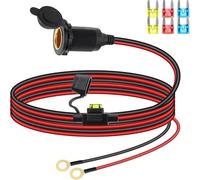 Leehitech 2m 12V / 24V Zigarettenanzünder Steckdose Wasserdicht Marine Buchse 20A 14AWG Verlängerungskabel mit M8 Ringösen & Gewinde KFZ Einbau Steckdose für Boot, Motorrad, Wohnmobil