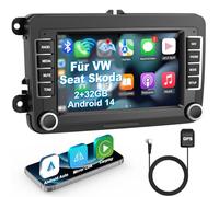 Lehwey Bluetooth Autoradio mit Bildschirm für Golf 5 6 VW Polo T5 Passat Touran Seat mit Navi WLAN FM/AM, Apple Carplay, Android Auto, Lenkrad Strg, 2Din Android 14 Dab Auto Radio Touch Display 7 Zoll