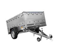 Leichtanhänger auf Federn 200x125 UNITRAILER GARDEN 201/R KIPP mit BIS-Seiten, H-0-Rahmen und grauer Plane