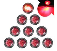 LeKaufen 10 Stück 3/4" Auto Runde LED Seitenleuchten 1,9cm Seitenmarkierungsleuchten 12V 24V Kontrollleuchte Begrenzungsleuchten Positionsleuchten für LKW Lastwagen Anhänger Wohnmobile Wohnwagen (rot)