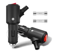 Leloco 2 Stück KFZ Universal 12V Zigarettenanzünder Stecker, 12V-24V Sicherheits-Universalstecker Normstecker mit LED-Schalter und 2 Stück 15A Sicherung für Auto LKW PKW Motorrad Navi usw