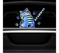 Leniutor Lustiger Katzenwischer-Aufkleber für Autos, wasserdicht, Vinyl, Winkel-Schwanz, Wischer-Aufkleber für Heckscheibe, Stoßstange, niedliche Tier-Autoaufkleber, 18,8 x 24,4 cm