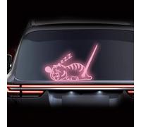 Leniutor Scheibenwischer-Aufkleber für Autos, reflektierendes Vinyl, niedliche schlafende Katze, winkender Schwanz, Scheibenwischer-Aufkleber für Autofenster, Loptop-Dekoration (Rosa)