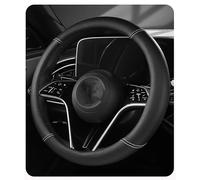 Lenkradbezug aus Leder für Mercedes-Benz Sprinter 1500 2500 3500 W907 W910 2019-2023, Lenkrädern rutschfest atmungsaktiv Autozubehör Innenraum Mode Anti-Rutsch-Leder,Bla-ck-White-Type O