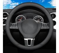 Lenkradbezug Auto für Skoda Scala I 2019-2024,Mikrofaser Leder Lenkradhülle 37-38cm/15'' Lenkradhülle für Sommer & Winter Anti Rutsch Lenkradabdeckung Lenkradschoner,Black-2-Round Type