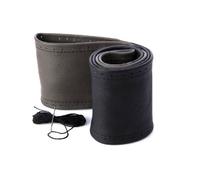 Lenkradbezug Lenkradhülle Lenkradschoner Schwarz-Grau Echt Leder Ø 37-39cm/ 10,5cm