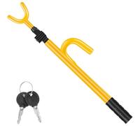 Lenkradkralle, 485 x 75 mm mit Fensterbrecher, mit 2 Schlüssel Universal Lenkradschloss & Wegfahrsperre, 3-in-1 Anti-Diebstahl Schweres Stahl, Verstellbar für Auto SUV Wohnmobil, Gelb