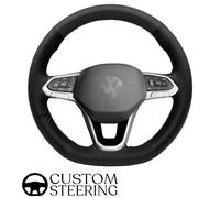 Lenkradschoner Für VW T7 2021-2026 Schwarz Mit Schwarzem Perforiertem Leder