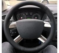 Lenkradschutzhülle Für Ford Für Focus 2 2005 2006 2007 2008 2009-2011 Für Kuga 2008-2011 Für C-MAX 2007-2010 Handgenähte Auto-Lenkradabdeckung Aus Schwarzem Kunstleder Lenkradbezüge(Orange Thread)