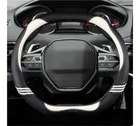 Lenkradschutzhülle Für Peugeot 508 3008 GT 4008 5008 2017 2018 2019 E 2008 2020 2021 Auto Zubehör Carbon Faser Leder Auto Lenkrad Abdeckung Lenkradbezüge(Weiß)