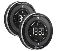 Lescars kompakte Parkscheibe: 2er-Set e-Parkscheiben, ECE-Zulassung, Erschütterungssensor, Solar (Parkscheibe mit Sensor, Elektronische Solar, Digital)