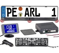 Lescars Rückfahrhilfe: Funk-Ultraschall-Einparkhilfe in Kennzeichen-Halter, mit LCD-Display (Einparkhilfe ohne Bohren)
