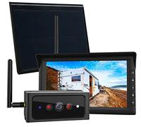 Lescars 2in1-Solar-Funk-Rückfahrkamera- & Überwachungs-Set, Full HD 7"-Monitor