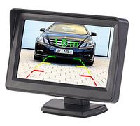 Lescars Rückfahrmonitor: Kfz-Monitor für Rückfahr- & Front-Kamera, 2X Video-Cinch, 10,9 cm/4,3" (Mini Monitor, Rückfahrkamera, TFT)