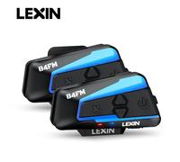 Lexin B4FM-X Bluetooth-Motorrad-Gegensprechanlage, Helm-Headsets, BT 5.0, drahtlose Kommunikation, Gegensprechanlage, Musik, die 10 Fahrer teilen Double pack 2PCS