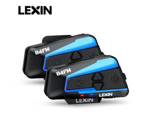 Lexin B4FM-X Bluetooth-Motorrad-Gegensprechanlage, Helm-Headsets, BT 5.0, drahtlose Kommunikation, Gegensprechanlage, Musik, die 10 Fahrer teilen Double pack 2PCS