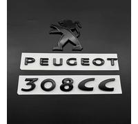 LFXLDS Für Peugeot 308 CC 2011 2012 2013 2014 2015 Schwarz Heck Emblem Ersatz,3D Löwe Buchstaben Zahlen Logo Schriftzug Aufkleber Zeichen Kofferraum Heckklappe ABS Auto Tuning Zubehör,All(3pcs)