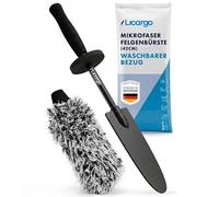 LICARGO Mikrofaser Felgenbürste extra dünn - erreicht Enge Speichen & tiefes Felgenbett - Langer Griff, Stabiler Kern - Abnehmbarer Bürstenbezug, waschbar - schonend - Felgenbürste Auto & Motorrad