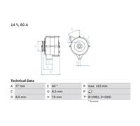 BOSCH Generator 12V 80A für BMW 0 986 034 170