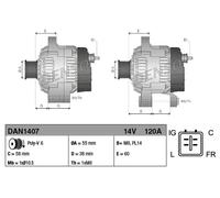 Lichtmaschine mit Mehrfachriemenscheibe DAN1407 DENSO für JAGUAR X-TYPE I