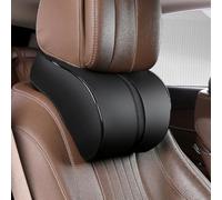 LICOME Auto Nackenkissen für BMW X1 X2 X3 X4 X5 X6 X7 Z4 i3 i4 iX, Leder Kopfstütze aus Memory Foam, Autositz Kopf Nackenstütze Kissen Weichheit Atmungsaktiv Autositzkissen Zubehör,A Black