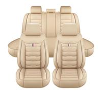 LICOME Autositzbezüge für Mitsubishi Space Star A00 1998-2005, Leder Sitzbezug Komplettset Vorne Hinten, Wasserdicht Atmungsaktiv Sitzschutz, Innenraum Upgrade Auto Zubehör,E Beige
