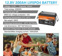 LiFePO4 Akku 24V/12V 300Ah 200Ah 100Ah Lithium Batterie BMS 5000+ Zyklen Boot RV