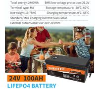 LiFePO4 Akku 24V/12V 300Ah 200Ah 100Ah Lithium Batterie BMS 5000+ Zyklen Boot RV