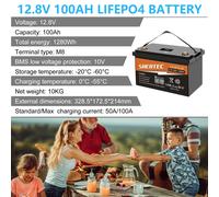 LiFePO4 Akku 24V/12V 300Ah 200Ah 100Ah Lithium Batterie BMS 5000+ Zyklen Boot RV