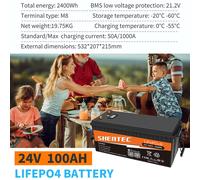 LiFePO4 Akku 24V 12V 300Ah 200Ah 150Ah Lithium Batterie BMS für Wohnmobil Boot