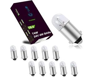 LIGHTWORLD24 10x T4W BA9s Standlicht-Lampe LKW BUS 24V 4W Birnen Auto Standlicht Innenraumbeleuchtung Innenbeleuchtung Signallampe 24 Volt Tacho