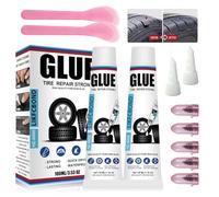 LIKFCBOND Reifenkleber, Reifen Reparatur Kleber, Schwarzer Reifen Dichtungsmittel, Reifen Reparatur Gummidichtmittel, Kommt mit Düse und Kratzer, Schnelle Riss Reparatur, 2 Stück, 50ml