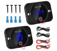 Linkstyle 2 Stück DC Batterie Anzeige 12V 24V, Wasserdichtes Digital Voltmeter mit Touch Schalter Verpolungsschutz for Auto Wohnmobil Motorrad Boot
