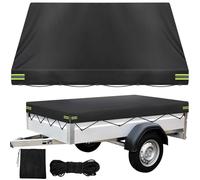 LINSOCLE Anhänger Plane 214x122x13 cm, Abdeckplane für Anhänger,420D Oxford Material Wasserfest Winddichte Sonnenschutz Reißfeste Anhängerplane für Viele PKW 750kg Hänger Autoanhänger