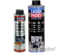 LIQUI MOLY 1009+2427 HYDRO STÖßEL ADDITIV + MOTORSPÜLUNG REINIGER ZUSATZ