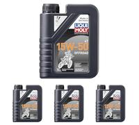 LIQUI MOLY Motorbike 4T 15W-50 Offroad | 1 L | Motorrad Synthesetechnologie Motoröl | Art.-Nr.: 3057, farblos (Packung mit 4)