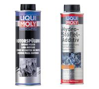 LIQUI MOLY Pro-Line Motorspülung | 500 ml | Öladditiv | Art.-Nr.: 2427 & Hydrostößel Additiv | 300 ml | Öladditiv | Art.-Nr.: 1009