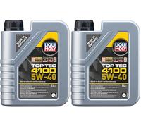 LIQUI MOLY Top Tec 4100 5W-40 | 1 L | Synthesetechnologie Motoröl | Art.-Nr.: 3700, farblos (Packung mit 2)