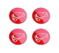 LJZYL 4 Stück Auto Nabenmittelkappen, Für Smart 451 453 Fortwo Forfour 2009-2020 Anti-Rost Nabendeckel Mit Logo Emblem Radnabendeckel Styling Zubehör,B Rot